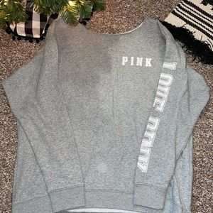 Pink crew neck off the shoulder